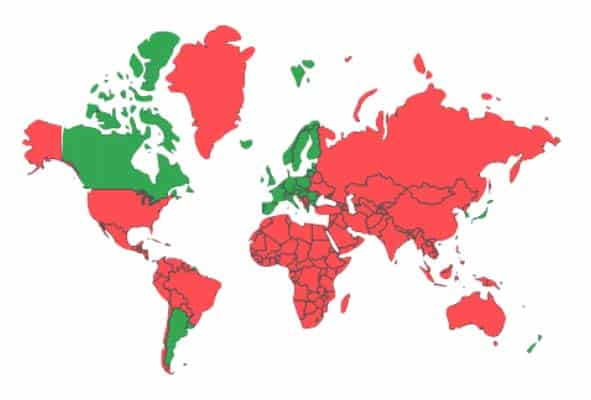 Carte des pays avec décision adéquation RGPD